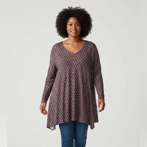 Choose  Happiness Long Sleeve Lightweight Tunic Style Top